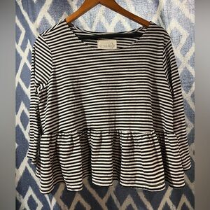 We The Free Black and White Striped Top